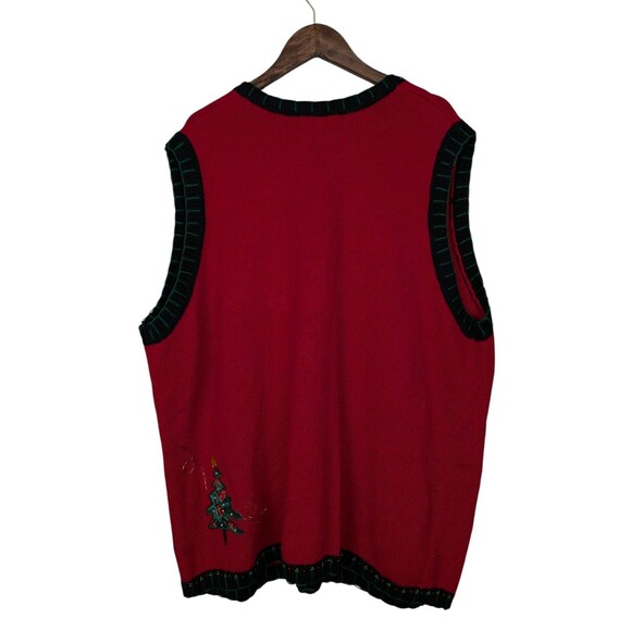 Vintage Kmart Basic Editions Womens Red Holiday Christmas Sweater Vest Size 2X - Picture 8 of 12